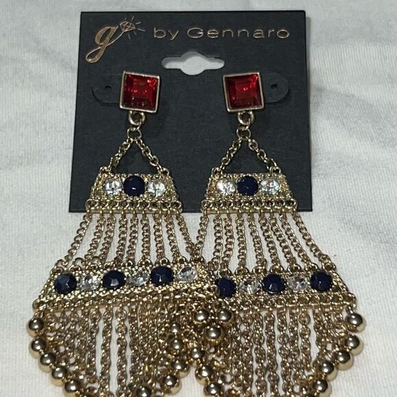 G by Gennaro Large Bead and Gemstone Boho Chandelier Earrings - Picture 2 of 8